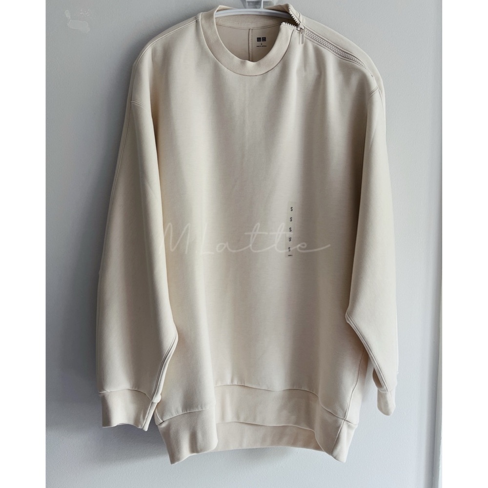 UNIQLO｜NWT Dry Sweat Relaxed Long Sleeve Crew Neck Shirt Sweater Off White S